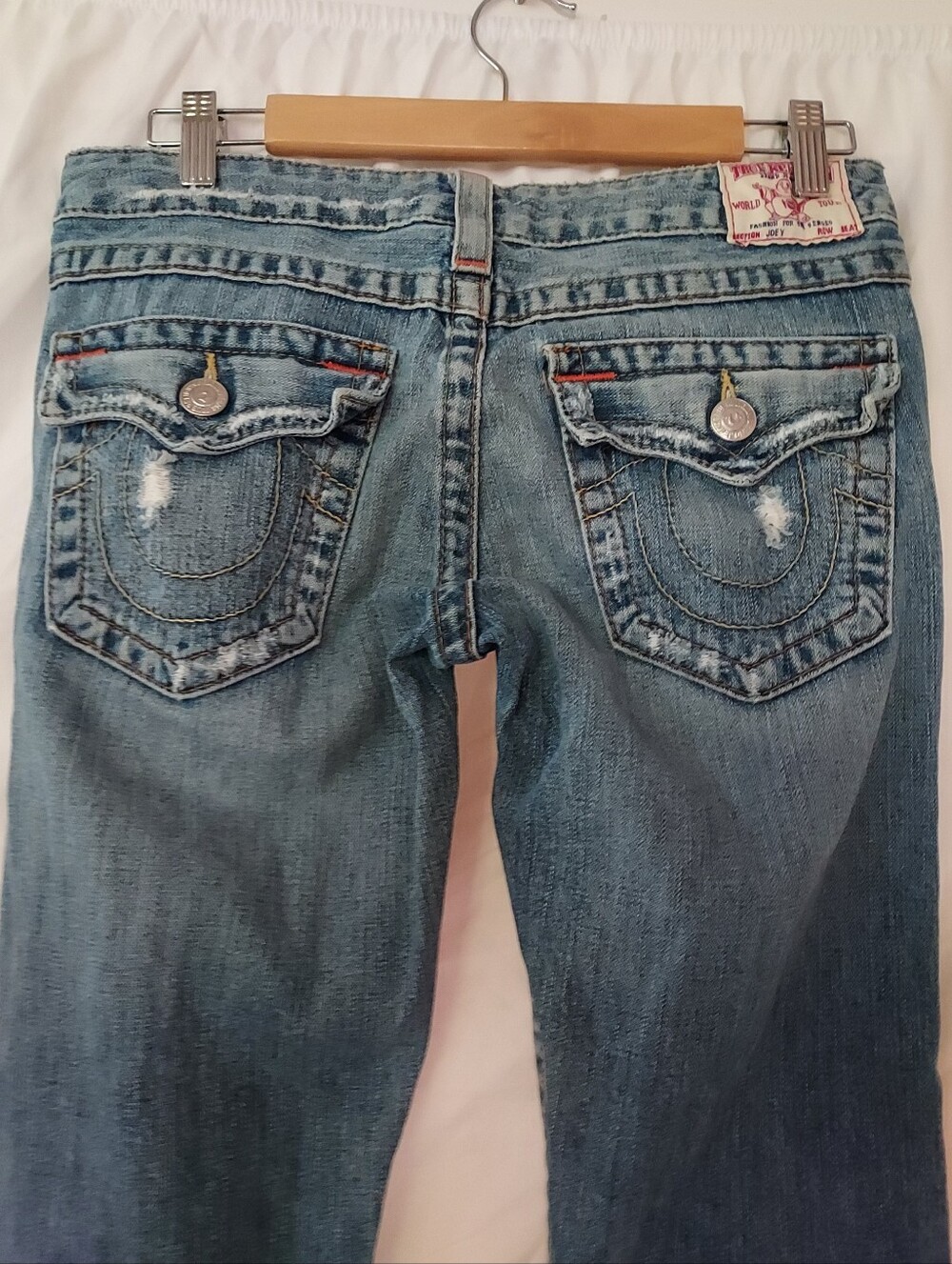 True Religion RARE Joey Bootcut Flare Jeans 28 Distressed Y2K Made in USA - Picture 2 of 6